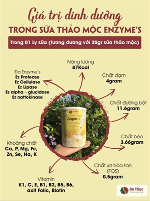 GIÁ TRỊ DINH DƯỠNG TRONG SỮA THẢO MỘC ENZYME'S